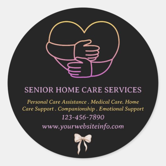 黒高齢者またはホーム気にギバー ラウンドシール (正面)