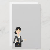 黒髪かわいらしビジネス女性イラストレーション 便箋 (正面/裏面)