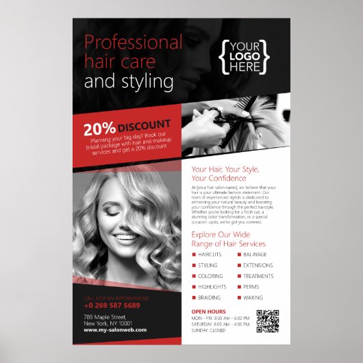 黒髪と赤毛のサロン、美容師 ポスター (正面)