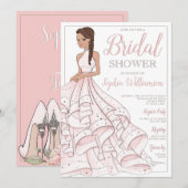 黒髪のきらきら豪華花嫁の結婚前お披露目パーティー 招待状 (正面/裏面)