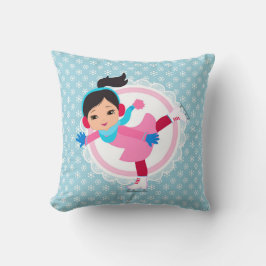 黒髪のアイススケーター-冬季スポーツのスケートで滑ること クッション