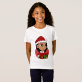 黒髪のキュートなヒスパニック系の女の子  Tシャツ (正面フル)