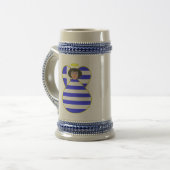 黒髪のギリシャ国旗の天使 ビールジョッキ (正面左)