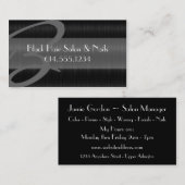 黒髪のサロンのスタイリッシュな美容師の名刺 名刺 (正面/裏面)