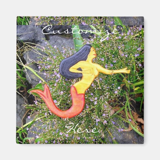 黒髪のシレナの赤尾の人魚 マグネット (正面)
