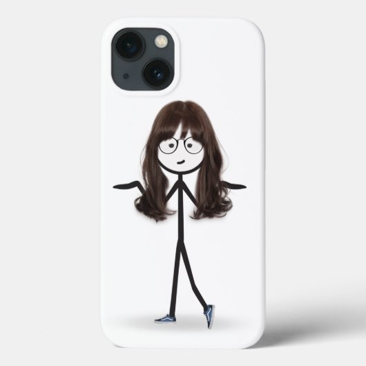 黒髪のスティックフィギュアの女の子 Case-Mate iPhoneケース (裏面)