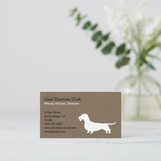 黒髪のダシュントのシルエット |ペット飼い犬 名刺 (スタンド正面)