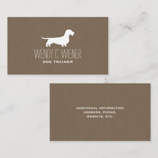 黒髪のダシュントのシルエット |ワイヤーウィナー犬 名刺 (正面/裏面)