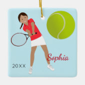 黒髪のテニス選手の記念品 セラミックオーナメント (正面)