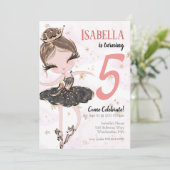 黒髪のバレリーナの誕生日パーティー招待状 招待状 (スタンド正面)