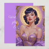 黒髪のピンアップイースターエッグ　ゴールドとパープル シーズンカード (正面/裏面)