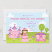 黒髪のプリンセスと城と誕生日パーティー 招待状 (正面)