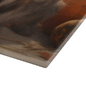 黒髪のポインティンググリフォンの子犬の秋 カッティングボード (角)