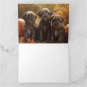 黒髪のポインティンググリフォンの子犬の秋 カード (内部)