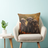 黒髪のポインティンググリフォンの子犬の秋 クッション (椅子)