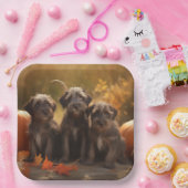 黒髪のポインティンググリフォンの子犬の秋 ペーパープレート (パーティー)