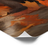 黒髪のポインティンググリフォンの子犬の秋 ポスター (コーナー)