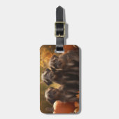 黒髪のポインティンググリフォンの子犬の秋 ラゲッジタグ (正面縦)