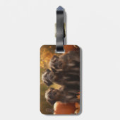 黒髪のポインティンググリフォンの子犬の秋 ラゲッジタグ (裏面縦)