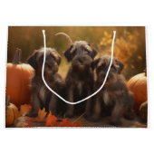 黒髪のポインティンググリフォンの子犬の秋 ラージペーパーバッグ (正面)