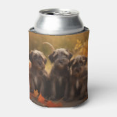 黒髪のポインティンググリフォンの子犬の秋 缶クーラー (缶正面)