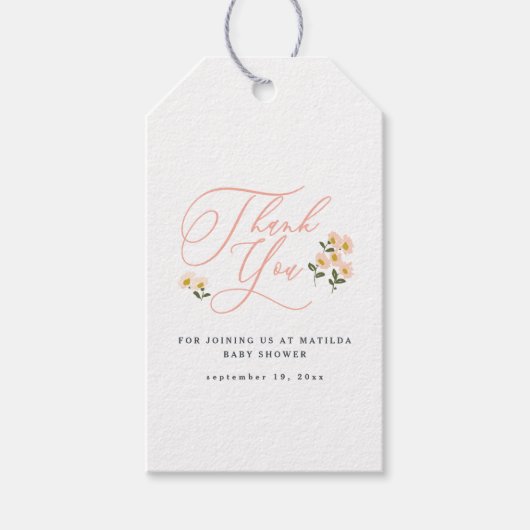 黒髪のママに赤ちゃんシャワー感謝していする ギフトタグ (正面)