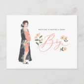 黒髪のママは男の子の赤ちゃんのシャワー招待状 ポストカード (正面)