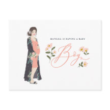 黒髪のママは男の子の赤ちゃんのシャワー招待状