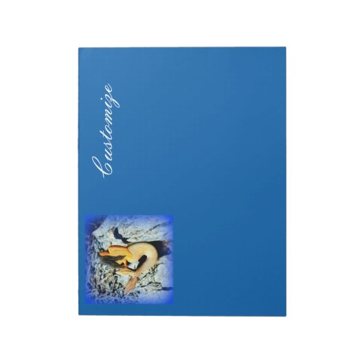 黒髪のマーメイドブルーカスタマイズ ノートパッド (回転)