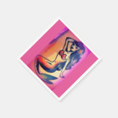 黒髪のマーメイド美しいピンク スタンダードカクテルナプキン (角)