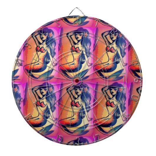 黒髪のマーメイド美しい ダーツボード (正面)