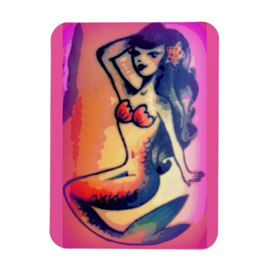 黒髪のマーメイド美しい マグネット (縦)