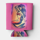 黒髪のマーメイド美しい 缶クーラー (正面)