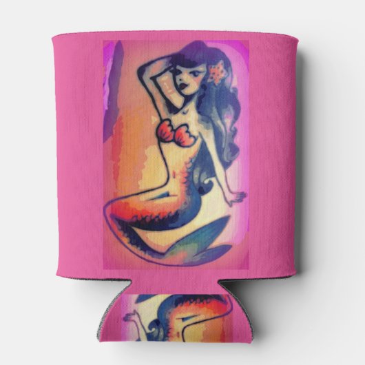 黒髪のマーメイド美しい 缶クーラー (裏面)