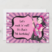 黒髪のロックスターの女の子の誕生日の招待状 招待状 (裏面)