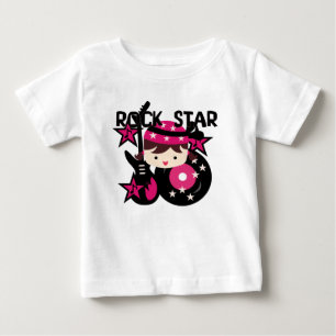 黒髪のロックスターの女の子の赤ちゃんのノースリーブドレス ベビーTシャツ