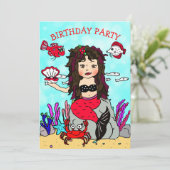 黒髪の人魚が海の誕生日パーティーの下 招待状 (スタンド正面)
