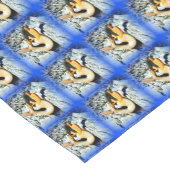 黒髪の人魚の柄の青 ショートテーブルランナー (コーナー)