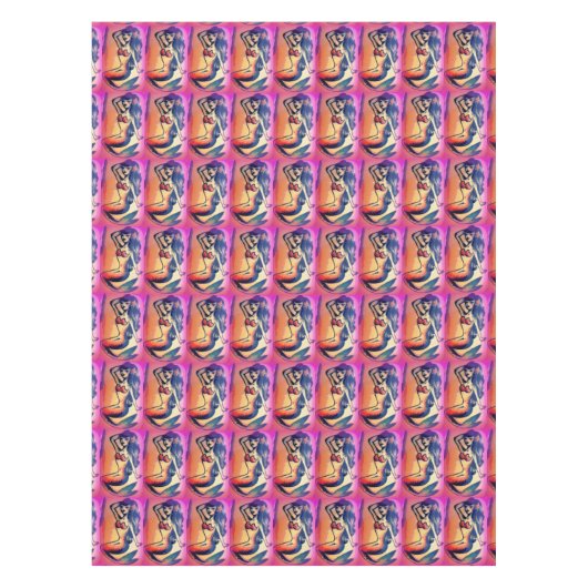 黒髪の人魚の美しい テーブルクロス (正面)