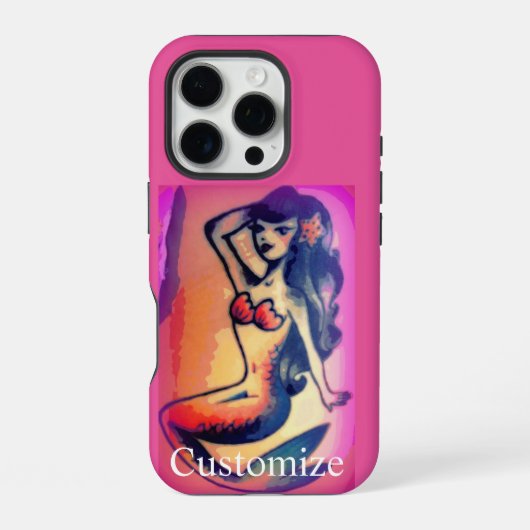 黒髪の人魚の美しさ iPhoneケース (裏面)
