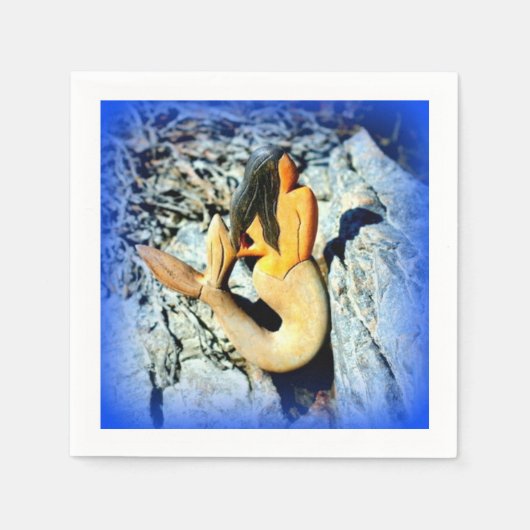 黒髪の人魚の青 スタンダードカクテルナプキン (正面)