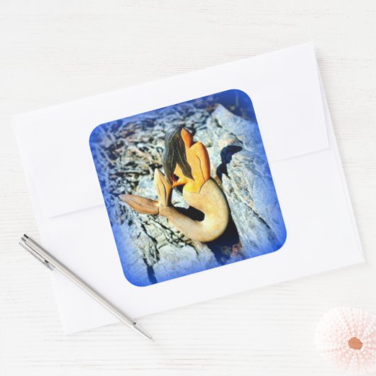 黒髪の人魚 スクエアシール (封筒)