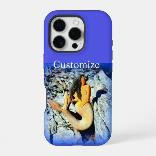 黒髪の人魚 青 iPhoneケース (裏面)