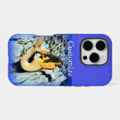 黒髪の人魚 青 iPhoneケース (裏面横)