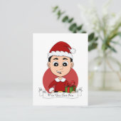 黒髪の可愛いクリスマスの少年 シーズンポストカード (スタンド正面)