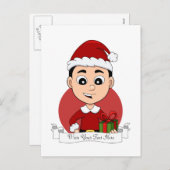 黒髪の可愛いクリスマスの少年 シーズンポストカード (正面/裏面)