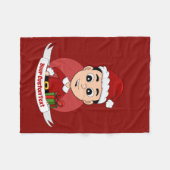 黒髪の可愛いクリスマスの少年 フリースブランケット (正面(横))