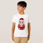 黒髪の可愛いクリスマスの少年 Tシャツ (正面フル)