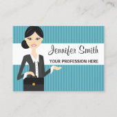 黒髪の可愛いビジネスイラストレーション 名刺 (正面)