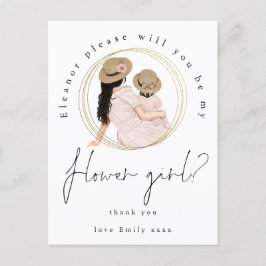 黒髪の女の子にフラワーガールになってほしい！ 結婚式の依頼メッセージ インビテーションポストカード
